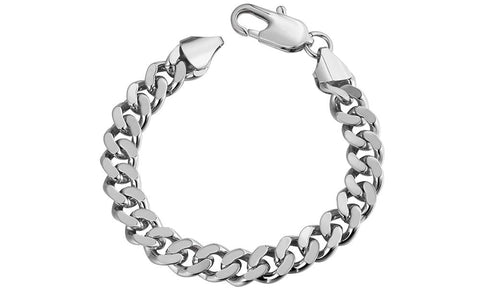Class Curb Bracelet in 7.5" in 14K White Gold Plated, Bracelet, ALILY , ALILY   jewelryjewelry deals, swarovski crystal jewelry, groupon jewelry,, jewelry for mom, 