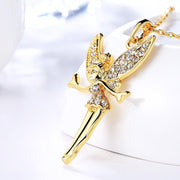Austrian Elements Pav'e Angel Pendant Necklace in 14K Rose Gold Plating ITALY Design  - ALILY