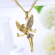 Austrian Elements Pav'e Angel Pendant Necklace in 14K Rose Gold Plating ITALY Design  - ALILY