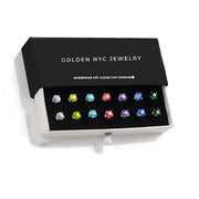 Seven Pairs of 8mm Round Earrings with Crystals from ®