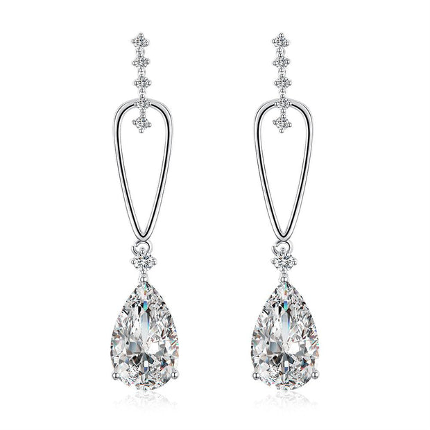 Pear Shaped Swarovski Crystal Dangling Earrings Set in 18K White Gold, Earring, ALILY , ALILY  fashion jewelry, cheap jewelry, jewelry for mom, 