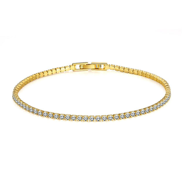 Tennis Necklace and Bracelet Set made With Austrian Crystals with Luxe Box - 18K Gold ITALY Design