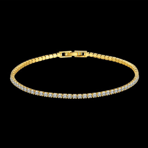 Tennis Necklace and Bracelet Set made With Austrian Crystals with Luxe Box - 18K Gold ITALY Design