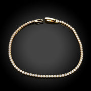 10Ct Tennis Bracelet + Halo Earring+ Necklace With  Crystals - 5 Piece Set with Luxe Box - 18K Gold ITALY Design