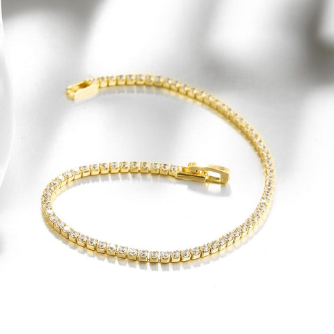 10Ct Tennis Bracelet + Halo Earring+ Necklace With  Crystals - 5 Piece Set with Luxe Box - 18K Gold ITALY Design