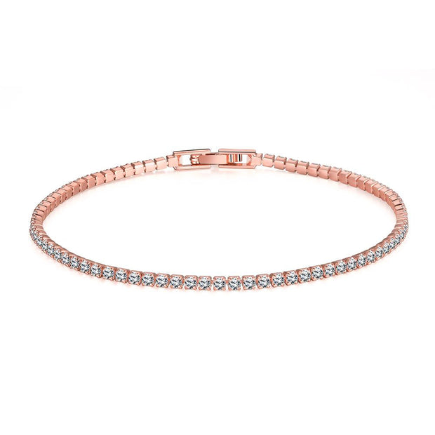 6.00 CT White Topaz Swarovski Crystal 3mm Classic Round Tennis Bracelet - Rose Gold, Bracelet, ALILY , ALILY   jewelryjewelry deals, swarovski crystal jewelry, groupon jewelry,, jewelry for mom, 