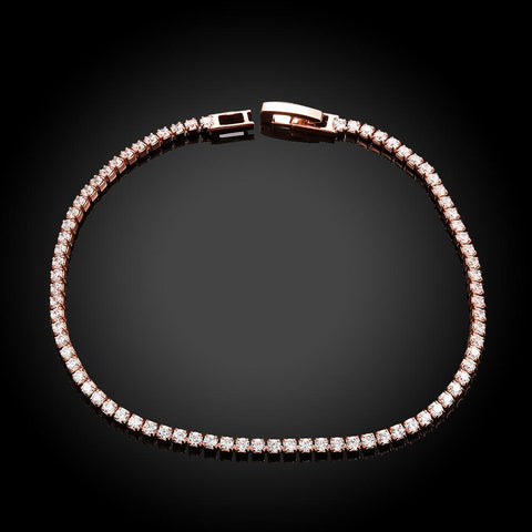 6.00 CT White Topaz Swarovski Crystal 3mm Classic Round Tennis Bracelet - Rose Gold, Bracelet, ALILY , ALILY   jewelryjewelry deals, swarovski crystal jewelry, groupon jewelry,, jewelry for mom, 