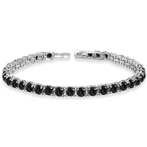 8.00 Cttw Genuine Amethyst Crystal Tennis Bracelet in 18K White Gold ITALY (10+ Options)