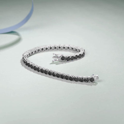 8.00 Cttw Genuine Amethyst Crystal Tennis Bracelet in 18K White Gold ITALY (10+ Options)