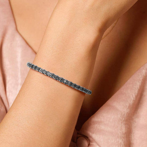 8.00 Cttw Genuine Amethyst Crystal Tennis Bracelet in 18K White Gold ITALY (10+ Options)