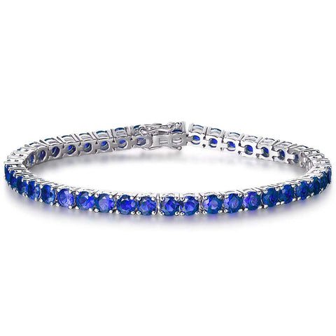 8.00 Cttw Genuine Amethyst Crystal Tennis Bracelet in 18K White Gold ITALY (10+ Options)