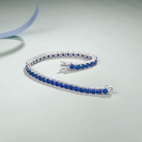 8.00 Cttw Genuine Amethyst Crystal Tennis Bracelet in 18K White Gold ITALY (10+ Options)