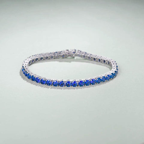 8.00 Cttw Genuine Amethyst Crystal Tennis Bracelet in 18K White Gold ITALY (10+ Options)