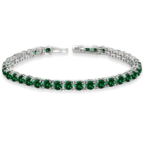 8.00 Cttw Genuine Amethyst Crystal Tennis Bracelet in 18K White Gold ITALY (10+ Options)