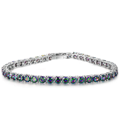 8.00 Cttw Genuine Amethyst Crystal Tennis Bracelet in 18K White Gold ITALY (10+ Options)