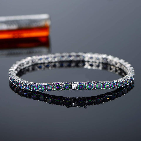 8.00 Cttw Genuine Amethyst Crystal Tennis Bracelet in 18K White Gold ITALY (10+ Options)