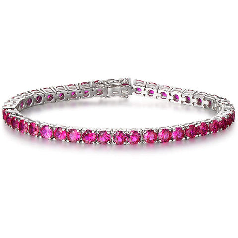 8.00 Cttw Genuine Amethyst Crystal Tennis Bracelet in 18K White Gold ITALY (10+ Options)