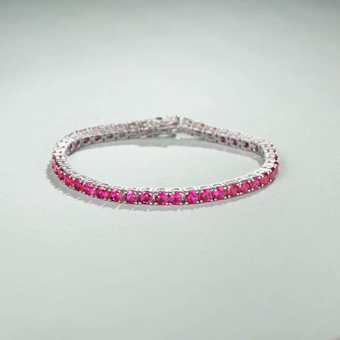 8.00 Cttw Genuine Amethyst Crystal Tennis Bracelet in 18K White Gold ITALY (10+ Options)