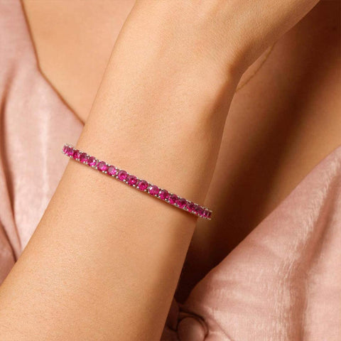 8.00 Cttw Genuine Amethyst Crystal Tennis Bracelet in 18K White Gold ITALY (10+ Options)
