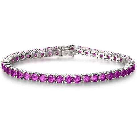 8.00 Cttw Genuine Amethyst Crystal Tennis Bracelet in 18K White Gold ITALY (10+ Options)