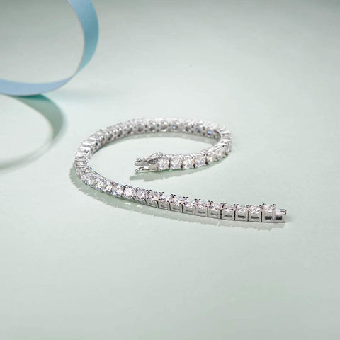 8.00 Cttw Genuine Amethyst Crystal Tennis Bracelet in 18K White Gold ITALY (10+ Options)