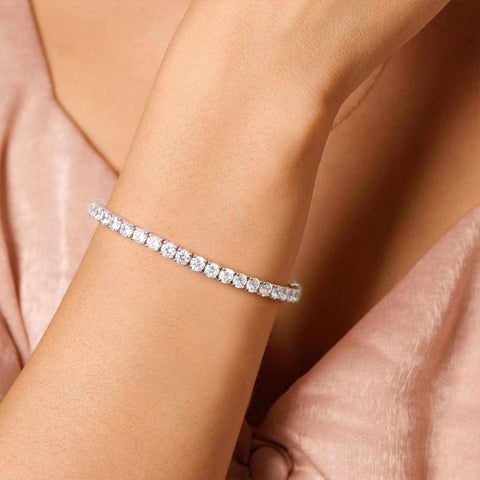 8.00 Cttw Genuine Amethyst Crystal Tennis Bracelet in 18K White Gold ITALY (10+ Options)