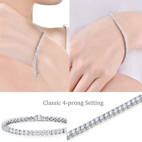 8.00 Cttw Genuine Amethyst Crystal Tennis Bracelet in 18K White Gold ITALY (10+ Options)