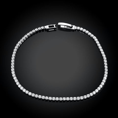 Tennis Necklace and Bracelet Set made With Austrian Crystals with Luxe Box - 18K White ITALY Design