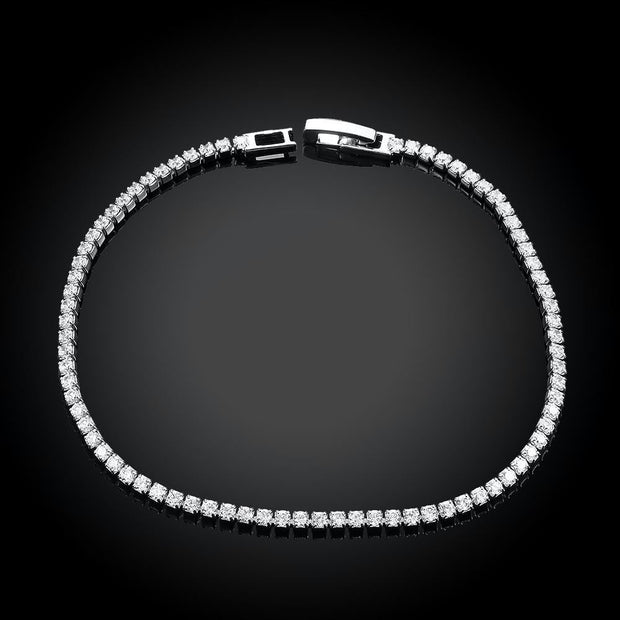 Tennis Necklace and Bracelet Set made With Austrian Crystals with Luxe Box - 18K White ITALY Design