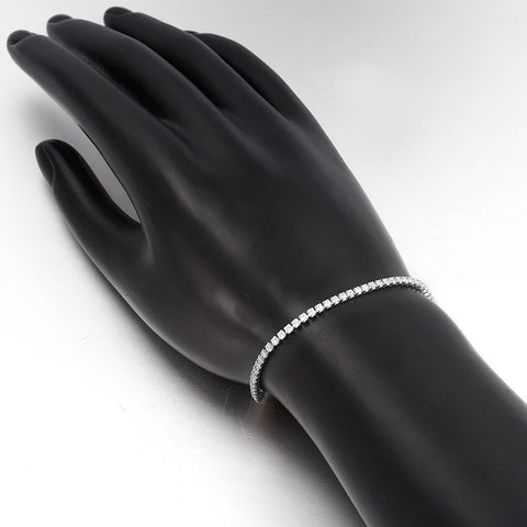 Tennis Necklace and Bracelet Set made With Austrian Crystals with Luxe Box - 18K White ITALY Design