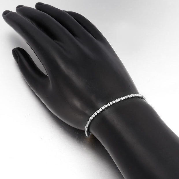 Tennis Necklace and Bracelet Set made With Austrian Crystals with Luxe Box - 18K White ITALY Design