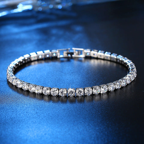 8.00 Cttw Genuine Amethyst Crystal Tennis Bracelet in 18K White Gold ITALY (10+ Options)