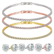 Stud Earrings and Tennis Bracelet Set Made with  Crystals