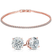 Stud Earrings and Tennis Bracelet Set Made with  Crystals