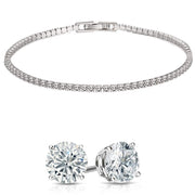 Stud Earrings and Tennis Bracelet Set Made with  Crystals