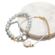 Marble Filligree Tassel Stretch 4PC Bracelet ITALY Design  - ALILY