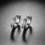 Crystal Pave Huggie Earring in 18K White Gold Plated
