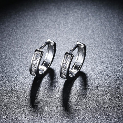 Crystal Huggie Earring in White Gold Plated