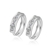 Crystal Pave Huggie Earring in 18K White Gold Plated
