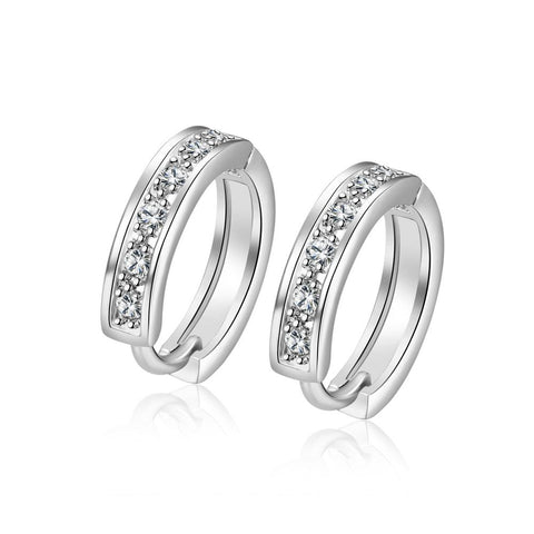 Crystal Pave Huggie Earring in 18K White Gold Plated