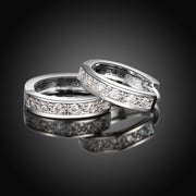 Crystal Pave Huggie Earring in 18K White Gold Plated