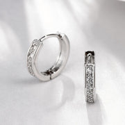 Crystal Pave Huggie Earring in 18K White Gold Plated