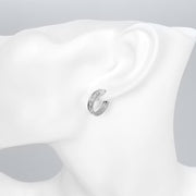 Crystal Pave Huggie Earring in 18K White Gold Plated