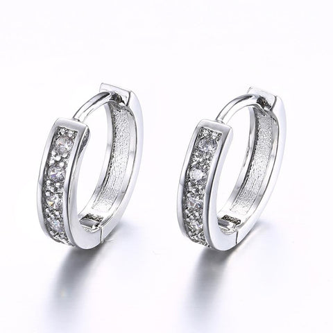 Crystal Huggie Earring in White Gold Plated