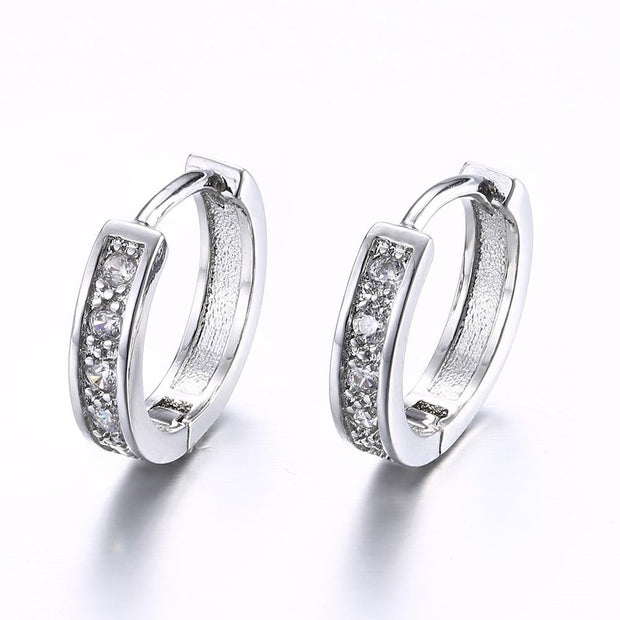 Crystal Huggie Earring in White Gold Plated