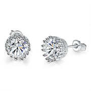 Royal Crown Austrian Crystal Stud Earrings ITALY Design  - ALILY