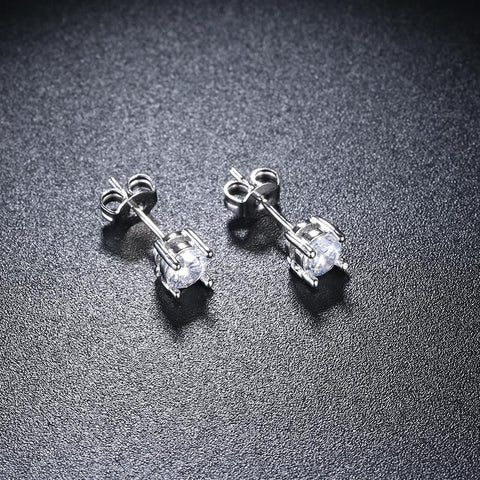 Pave Halo Disc Necklace & Stud Earring With Austrian Crystals with Luxe Box - 18K White Gold ITALY Design