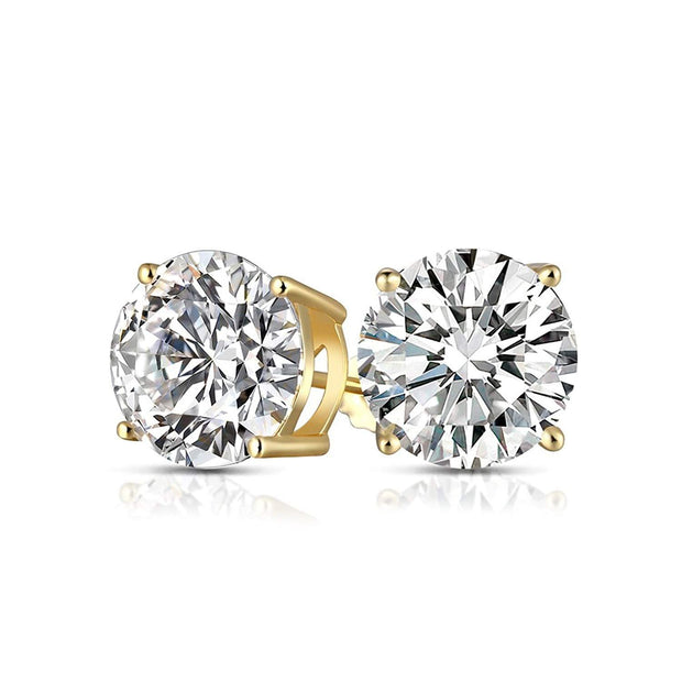 Elements Round Stud Earrings in 14K Gold Plated
