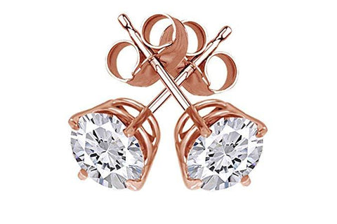 Solitaire Necklace and 4 Prong Earring made With Austrian Crystals with Luxe Box - 18K Rose Gold ITALY Design