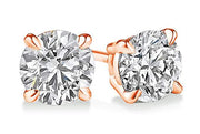 Solitaire Necklace and 4 Prong Earring made With Austrian Crystals with Luxe Box - 18K Rose Gold ITALY Design